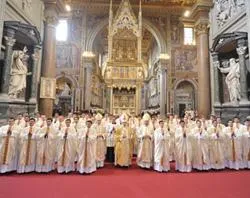 Cardinal DePaolis (center) with the 49 new priests for the Legionaries of Christ in St. John Lateran on Dec. 12. ?w=200&h=150
