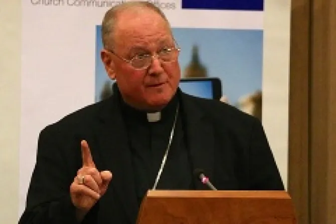 Cardinal Dolan speaks during a conference on communications at Santa Croce University in Rome on April 29 2014 Credit Stephen Driscoll CNA 3 CNA 4 29 14
