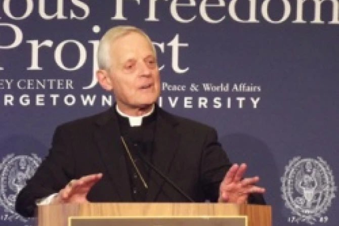 Cardinal Donald Wuerl of Washington DC speaks at religious freedom symposium September 13 2012 at Georgetown University EWTN US Catholic News 9 13 12