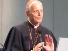 Cardinal Donald Wuerl of Washington, D.C. speaks during a press conference in the Vatican Press Office.