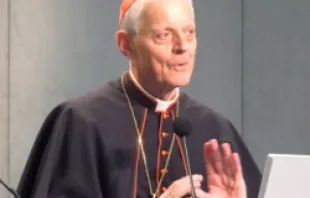 Cardinal Donald Wuerl of Washington, D.C. speaks during a press conference in the Vatican Press Office. 