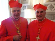 Cardinal Edwin F. O'Brien meets Cardinal Keith P. O'Brien of St. Andrews & Edinburgh, Scotland for the first time on Feb. 19, 2012