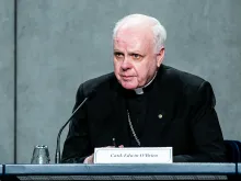 Cardinal Edwin O'Brien, Grand Master of the Equestrian Order of the Holy Sepulchre, speaks at a Holy See press conference, Nov. 7, 2018. 