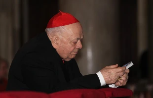 Cardinal Elio Sgreccia, president emeritus of the Pontifical Academy for Life, prays at the Vigil for Life at Santa Maria Maggiore in Rome, March 24, 2015.   Bohumil Petrik/CNA.