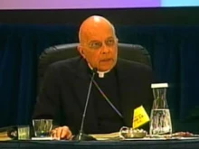 Cardinal Francis George speaks to the assembly of bishops on Nov. 15