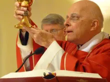Cardinal Francis George celebrates Mass at the tomb of St. Peter.