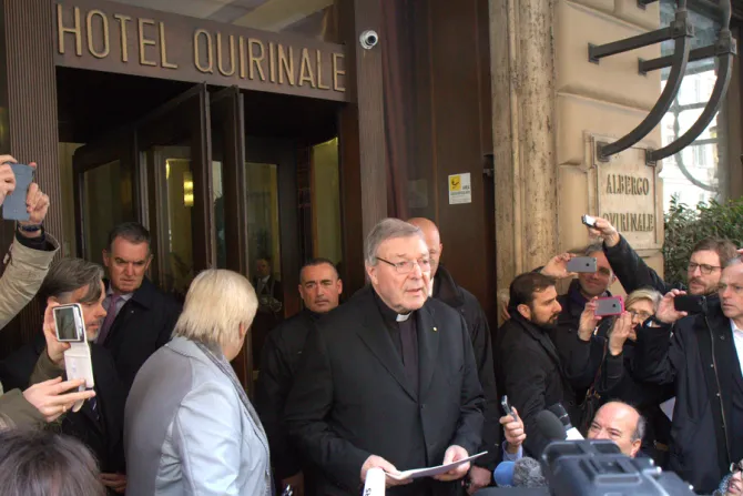 Cardinal George Pell 7 meets with child abuse victims at the Hotel Quirinale in Rome Italy on March 3 2016 Credit Alexey Gotovskiy CNA 3 3 16