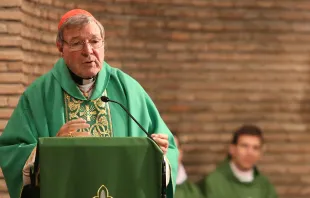 Cardinal George Pell, prefect of the Secretariat for the Economy, says Mass at the St. Lorenzo Youth Centre in Rome, Jan. 30, 2015.   Bohumil Petrik/CNA.