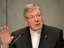 Cardinal George Pell of Sydney speaks at a Vatican press conference on July 9, 2014. 