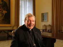 Cardinal George Pell, prefect of the Secretariat for the Economy, speaks with CNA at the Vatican, March 17, 2016. 