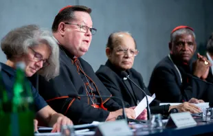 Cardinal Gerald Lacroix of Quebec speaks at a press briefing on the synod at the Holy See press office, Oct. 9, 2018.   Daniel Ibanez/CNA.