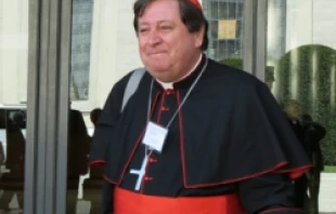 Cardinal Joao Braz de Aviz, Archbishop of Brasilia, leaves Paul VI Hall.   Matthew Rarey/CNA.