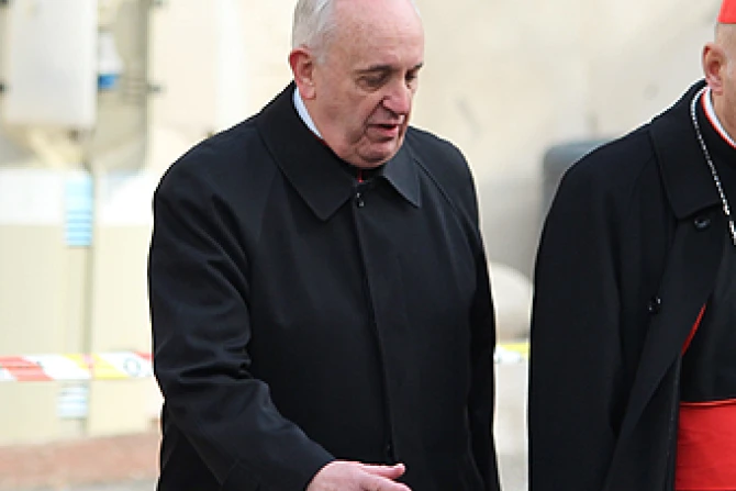 Cardinal Jorge Mario Bergoglio of Buenos Aires Argentina arrives at the Vatican for pre conclave general meetings March 5 2013 Credit InterMirificanet CNA 3 14 13