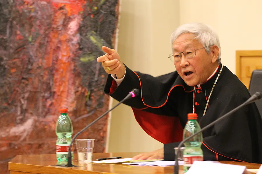 Cardinal Joseph Zen Ze-kiun, Bishop Emeritus of Hong Kong, speaks at the Pontifical Urban University in Rome, Nov. 18, 2014. ?w=200&h=150