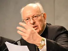  Cardinal Lorenzo Baldisseri, Secretary General of the Synod of Bishops, speaks at the Vatican Press Office on June 26, 2014. 
