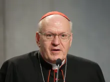 Cardinal Peter Erdo of Esztergom-Budapest, relator general of the Synod of Bishops, at a press briefing, Oct. 5, 2015. 
