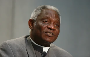 Cardinal Peter Turkson, president of the Pontifical Council for Justice and Peace, authored a speech delivered this week at the UN Conference on Trade and Development.   Daniel Ibanez/CNA.