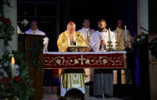 Cardinal Pietro Parolin says Mass at the Shrine of Our Lady of Lebanon in Harissa, Lebanon Sept. 3, 2020.   Fr. Charbel Obeid/CNA.