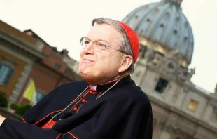 Cardinal Raymond Burke at the EWTN studio in Rome during the canonizations of Popes St John Paul II and St John XXIII.   Steven Driscoll / CNA.