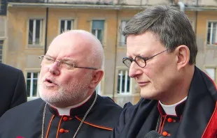 Cardinal Reinhard Marx of Munich and Freising and Cardinal Rainier Woelki of Cologne in Rome, March 14, 2013.   Paul Badde/EWTN.