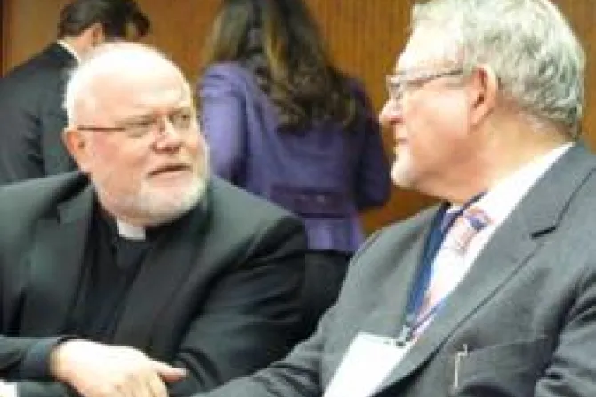 Cardinal Reinhard Marx of Munich and Freising in conversation with Professor Jrg Fegert of Ulm University at the launch of the new Center for Child Protection CNA News 2 9 12