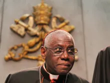 Cardinal Robert Sarah, prefect of the Congregation for Divine Worship and the Discipline of the Sacraments, speaks at the Vatican Feb. 10, 2015. 