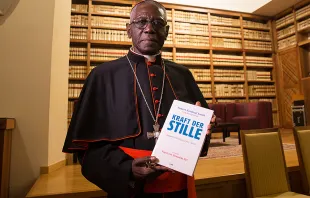 Cardinal Robert Sarah, prefect of the Congregation for Divine Worship, presents one of his books in Rome, May 25, 2017.   Daniel Ibanez/CNA.