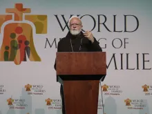 Cardinal Sean O'Malley of Boston gives a keynote address in Philadelphia at the World Meeting of Families, Sept. 25, 2015. 