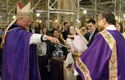 Cardinal Timoth Dolan blesses expectant mothers in St. Patrick's Cathedral in New York City on April 6, 2014. ?w=200&h=150