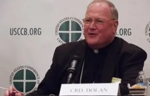 Cardinal Timothy Dolan at a press conference for the 2012 USCCB Fall General Assembly, Nov. 13.   Michelle Bauman.