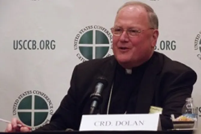 Cardinal Timothy Dolan at a press conference for the 2012 USCCB Fall General Assembly Nov 13 Credit Michelle Bauman CNA 4 CNA US Catholic News 11 13 12