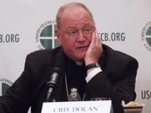 Cardinal Timothy Dolan at a press conference for the 2012 USCCB Fall General Assembly, Nov. 13. 