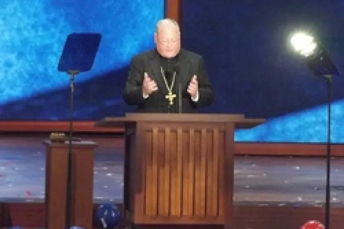Cardinal Timothy Dolan gives the closing benediction during the 2012 Republican National Convention on August 30 2012 in Tampa FL EWTN US 8 