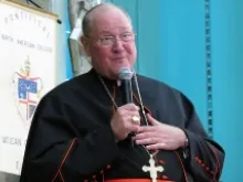 Cardinal Timothy Dolan speaks at the North American College on March 13, 2013. 