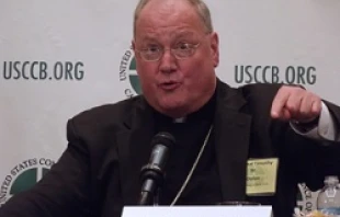 Cardinal Timothy M. Dolan of New York speaks during a press conference at the 2012 USCCB Fall General Assembly.   Michelle Bauman/CNA.