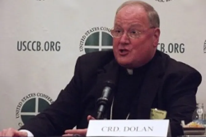 Cardinal Timothy M Dolan of New York speaks during a press conference at the 2012 USCCB Fall General Assembly Credit Michelle Bauman CNA 4 CNA US Catholic News 11 14 12
