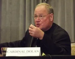 Cardinal Timothy M. Dolan speaks at a press conference during the 2012 Spring Assembly for the U.S. Catholic Bishops Conference. ?w=200&h=150