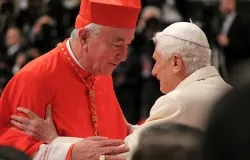 Cardinal Vincent Nichols of Westminster is greeted by Benedict XVI at the consistory held Feb. 22, 2014. ?w=200&h=150