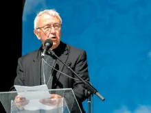 Cardinal Vincent Nichols of Westminster speaks at the World Meeting of Families in Dublin, August 2018. 