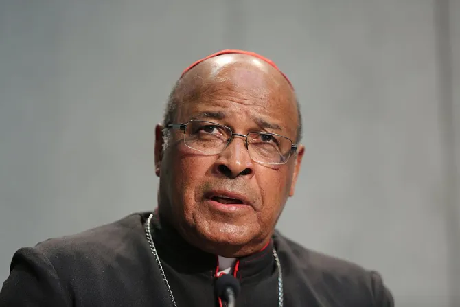 Cardinal Wilfrid Napier of South Africa 2 at a Synod briefing on Oct 20 2015 Credit Daniel Ibanez CNA 10 20 15