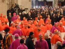 Cardinals greet each other after the consistory Nov. 24, 2012 in St. Peter's Basilica. 