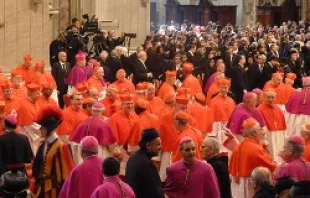 Cardinals greet each other after the consistory Nov. 24, 2012 in St. Peter's Basilica.   Lewis Ashton Glancy/CNA.