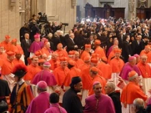 Cardinals greet each other following a consistory held Nov., 2012 in St. Peter's Basilica. 