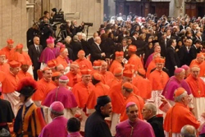 Cardinals greet each other after the consistory  Nov 24 in St Peters Basilica Credit Lewis Ashton Glancy CNA CNA Vatican Catholic News 11 24 12