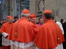 Cardinals greet each other after the consistory on November 24, 2012 in St. Peter's Basilica.