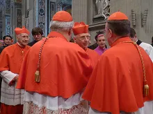 Cardinals talk after the consistory on November 24, 2012 in St. Peter's Basilica.