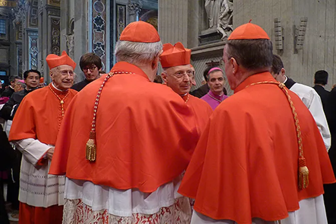 Cardinals greet each other after the consistory on November 24 2012 in St Peters Basilica Credit Lewis Ashton Glancy CNA CNA500x320 Vatican Catholic News 11 24 12 CNA