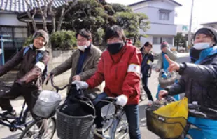 Caritas community volunteers responding in the aftermath of the earthquake.   Caritas Japan