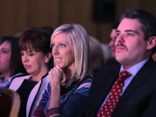Carla Lockhart (C), who was elected MP for Upper Bann Dec. 12, 2019, attends the DUP Conference in Belfast, Nov. 23, 2012. 