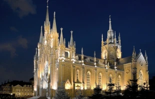 The Cathedral of the Immaculate Conception in Moscow. Sergey Ilyin-Mikhalski via Wikimedia (public domain).